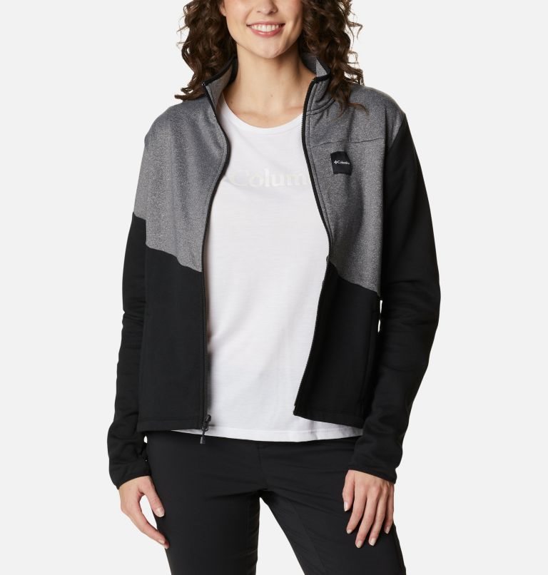 Women's Columbia Lodge Hybrid Full-Zip Jackets Black / Dark Grey | CA-L1L03