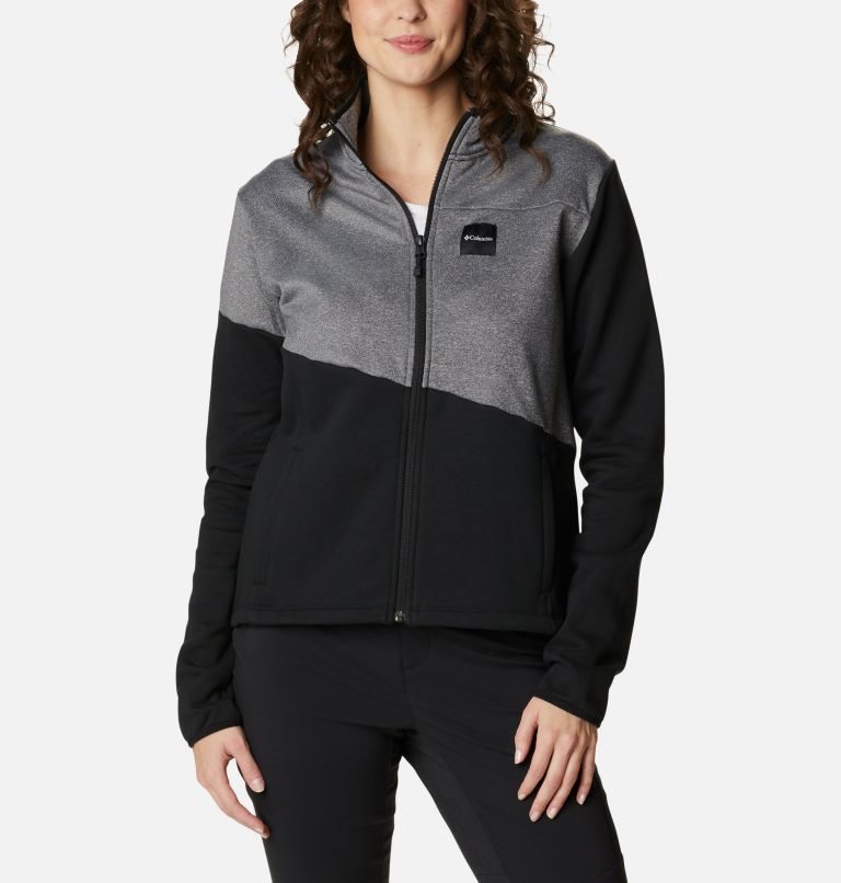 Women\'s Columbia Lodge Hybrid Full-Zip Jackets Black / Dark Grey | CA-L1L03