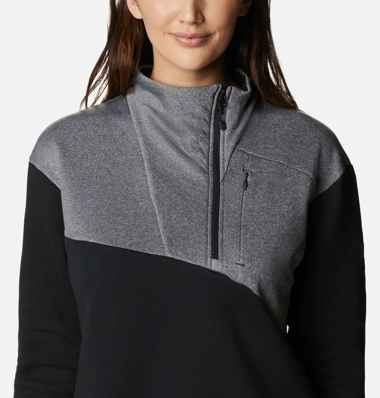 Women's Columbia Lodge Hybrid Sweatshirts Dark Grey / Black | CA-Q4508