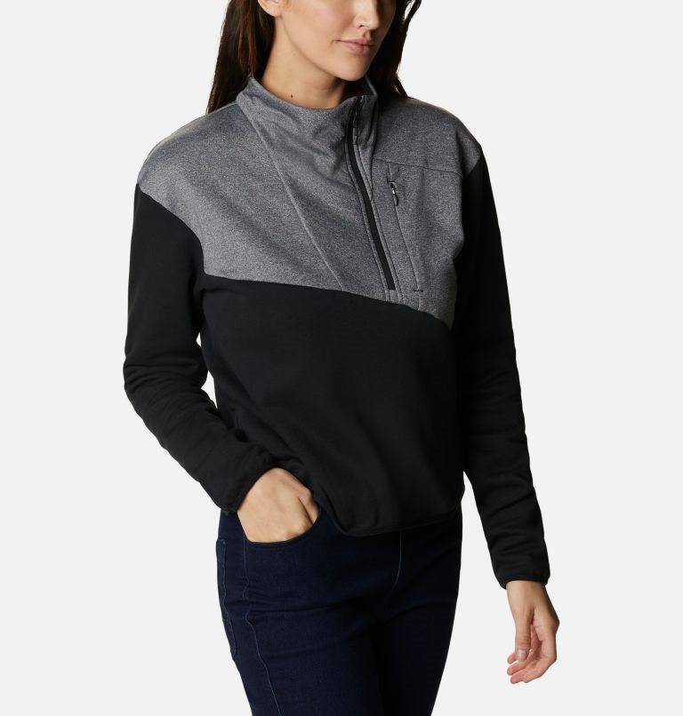 Women's Columbia Lodge Hybrid Sweatshirts Dark Grey / Black | CA-Q4508