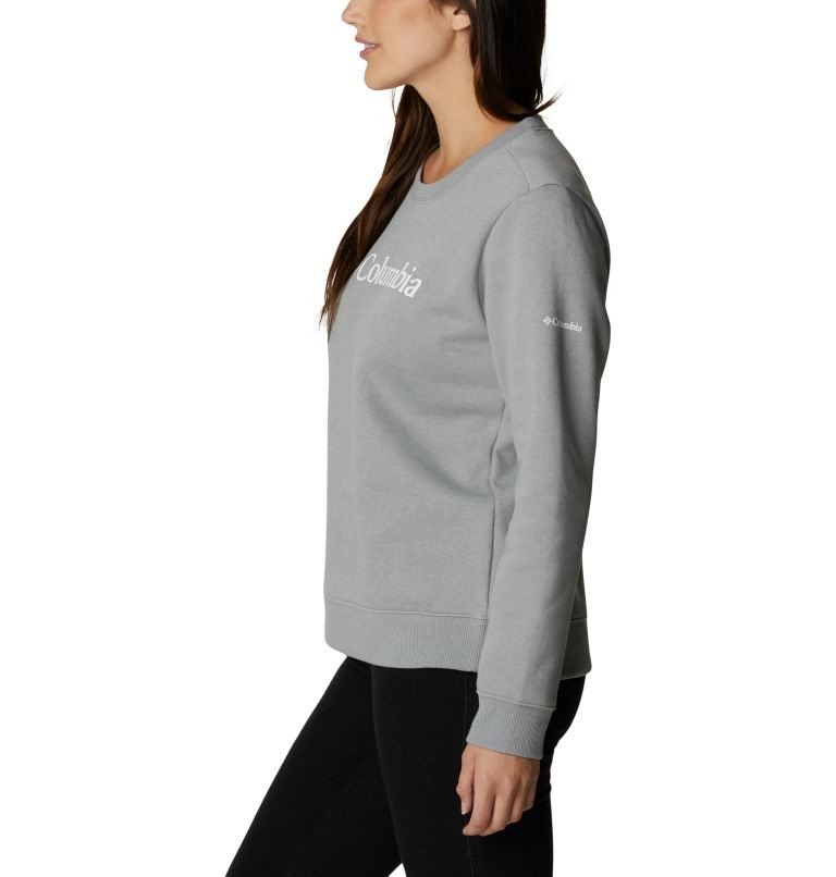 Women's Columbia Logo Crew Sweatshirts Grey | CA-W430A