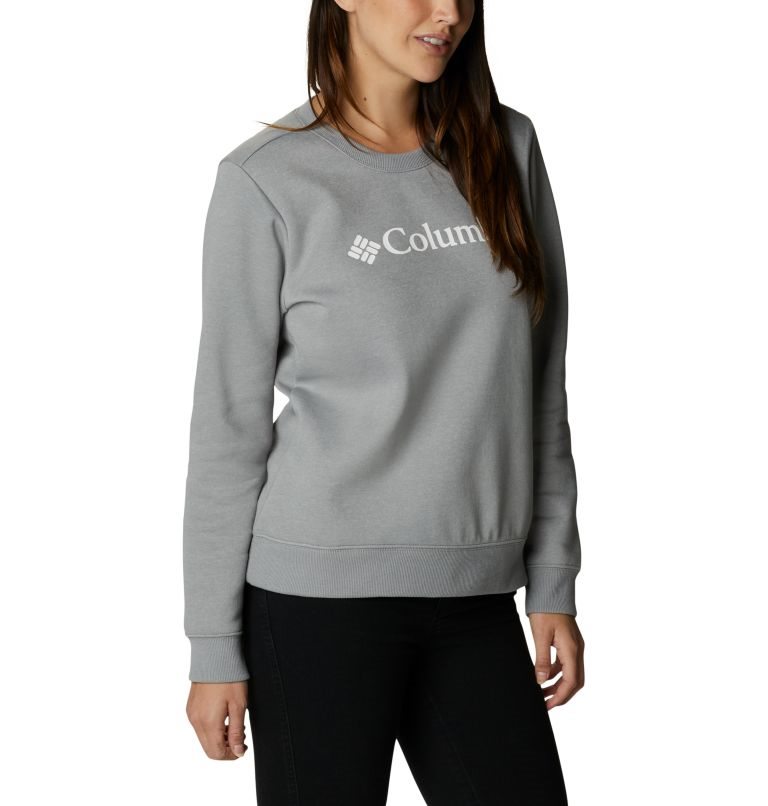 Women's Columbia Logo Crew Sweatshirts Grey | CA-W430A