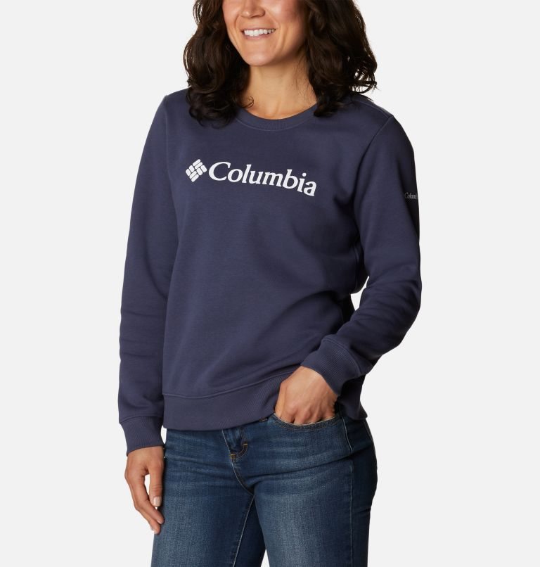 Women's Columbia Logo Crew Sweatshirts Navy | CA-J18C3