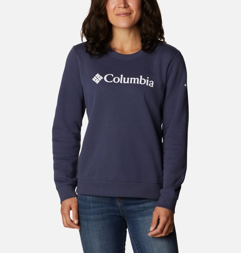 Women\'s Columbia Logo Crew Sweatshirts Navy | CA-J18C3