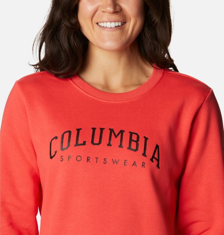 Women's Columbia Logo Crew Sweatshirts Red | CA-MC361