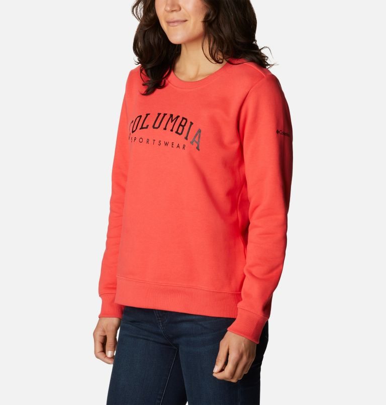 Women's Columbia Logo Crew Sweatshirts Red | CA-MC361