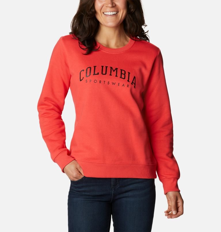 Women\'s Columbia Logo Crew Sweatshirts Red | CA-MC361