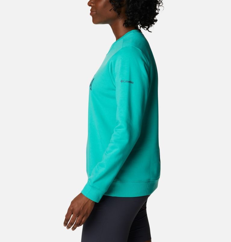 Women's Columbia Logo Crew Sweatshirts Turquoise | CA-O0A3C