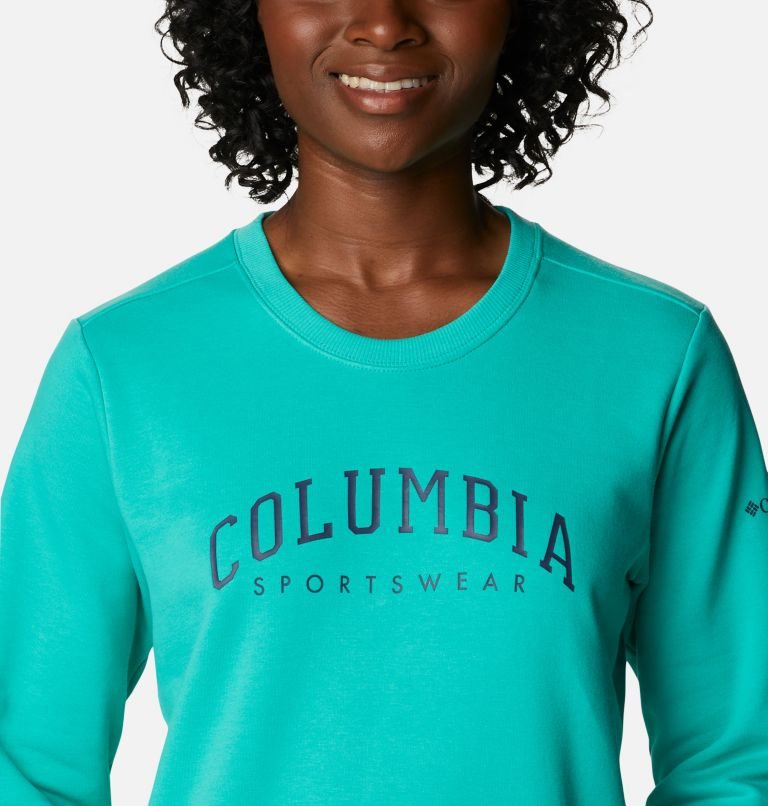 Women's Columbia Logo Crew Sweatshirts Turquoise | CA-O0A3C