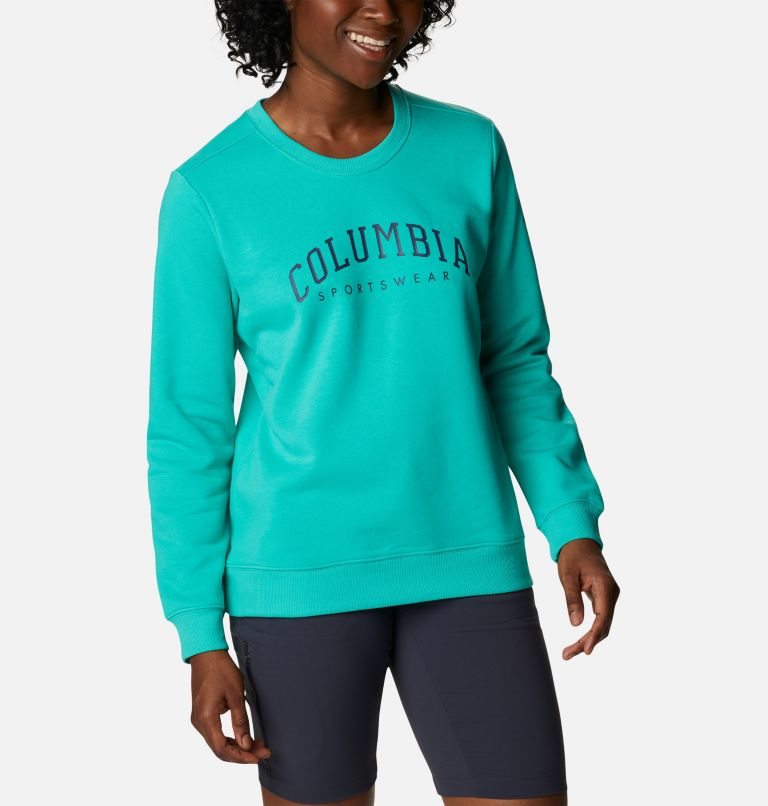 Women's Columbia Logo Crew Sweatshirts Turquoise | CA-O0A3C