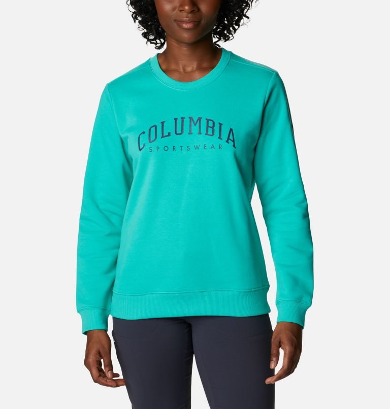 Women\'s Columbia Logo Crew Sweatshirts Turquoise | CA-O0A3C