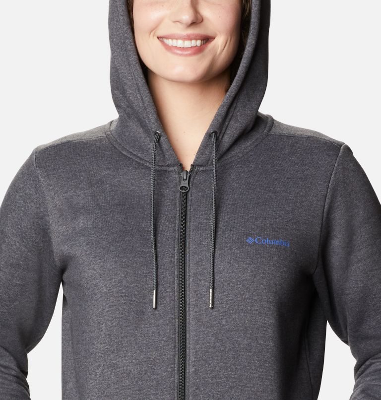 Women's Columbia Logo Full Zip Hoodie Dark Grey | CA-C653C