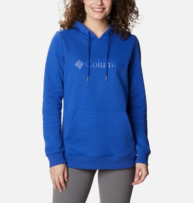 Women\'s Columbia Logo Hoodie Blue | CA-M03L1