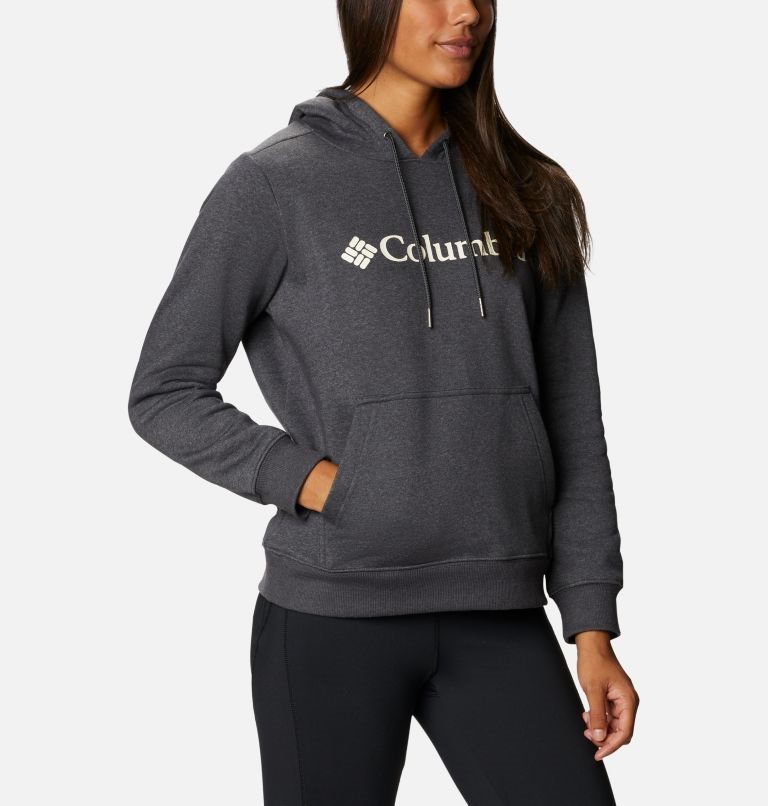 Women's Columbia Logo Hoodie Dark Grey | CA-IL163