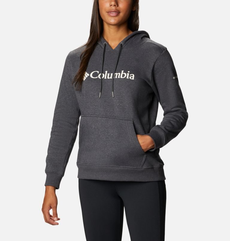 Women\'s Columbia Logo Hoodie Dark Grey | CA-IL163