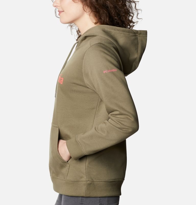 Women's Columbia Logo Hoodie Olive | CA-UAL35