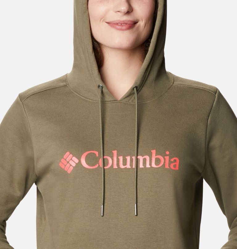 Women's Columbia Logo Hoodie Olive | CA-UAL35