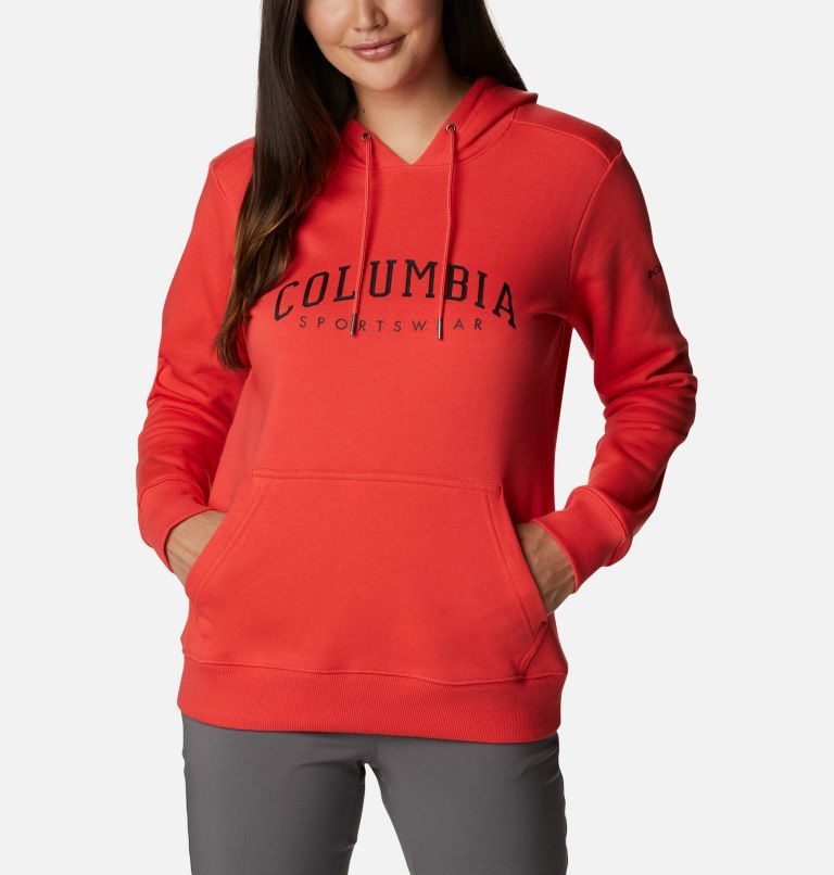 Women\'s Columbia Logo Hoodie Red | CA-Y4658