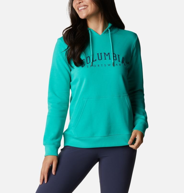 Women's Columbia Logo Hoodie Turquoise | CA-XL5C3