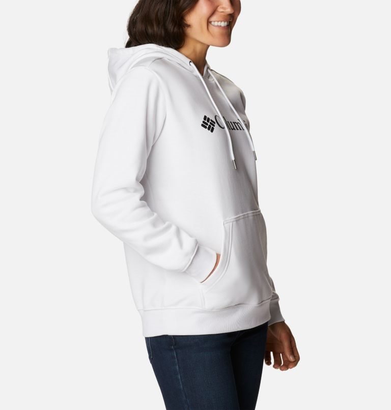 Women's Columbia Logo Hoodie White | CA-MACL4