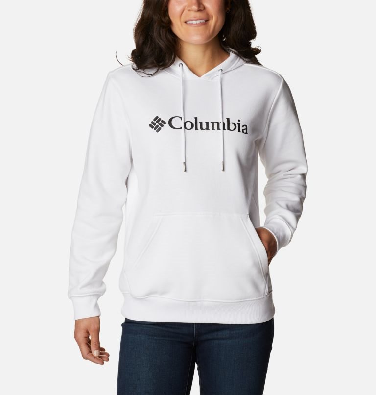 Women\'s Columbia Logo Hoodie White | CA-V841A