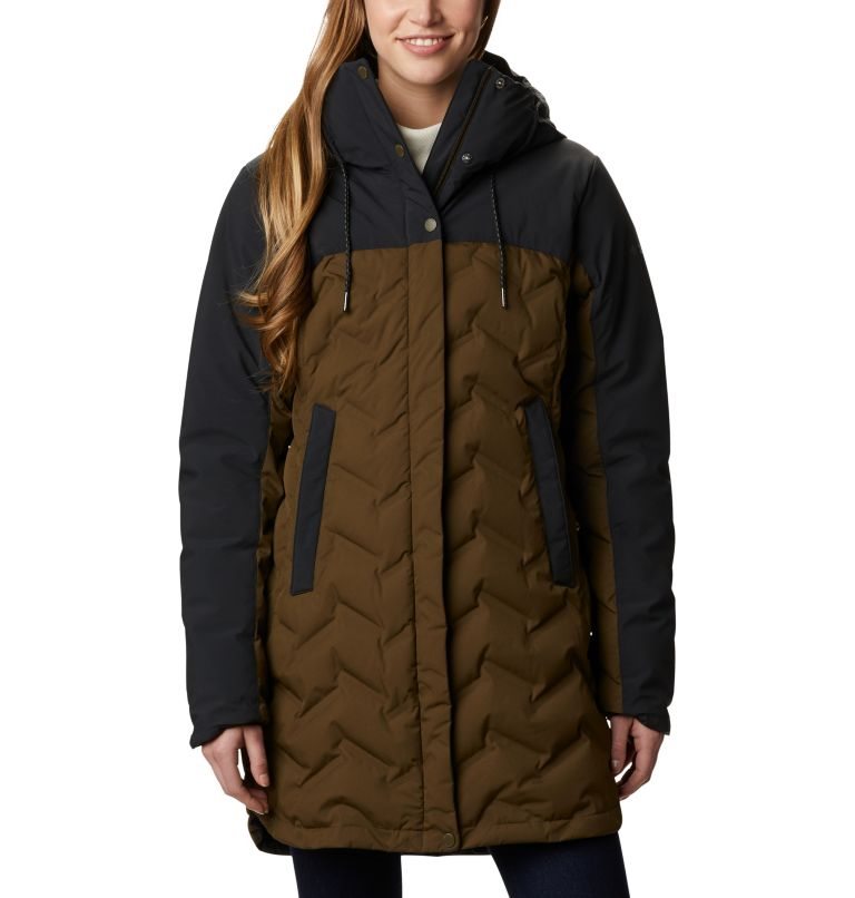 Women\'s Columbia Mountain Croo Long Down Jackets Olive / Black | CA-E65C3