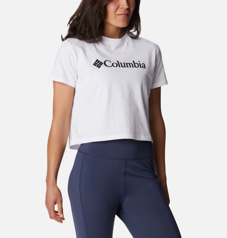 Women's Columbia North Cascades Cropped T Shirts White | CA-HC815