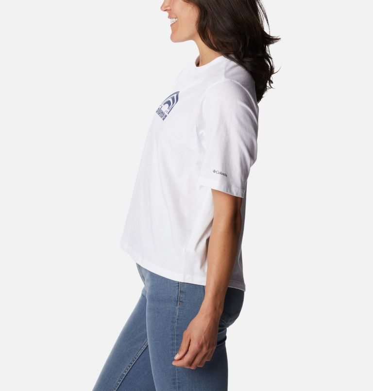 Women's Columbia North Cascades Relaxed T Shirts White | CA-P80CL