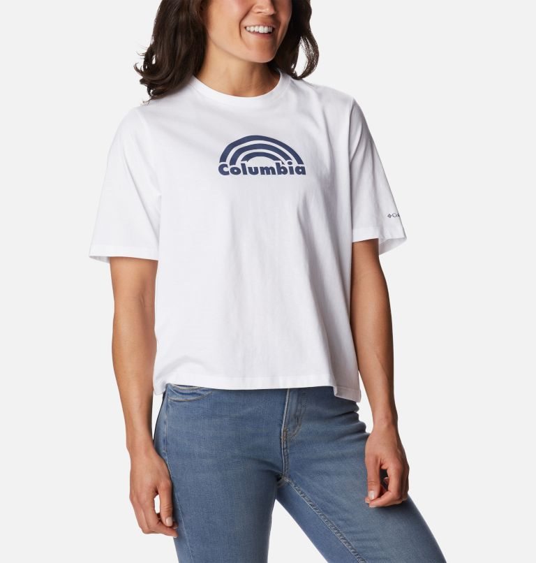 Women's Columbia North Cascades Relaxed T Shirts White | CA-P80CL