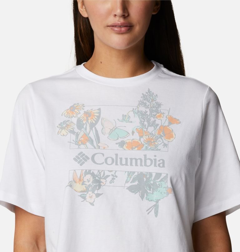 Women's Columbia North Cascades Relaxed T Shirts White | CA-Q5841