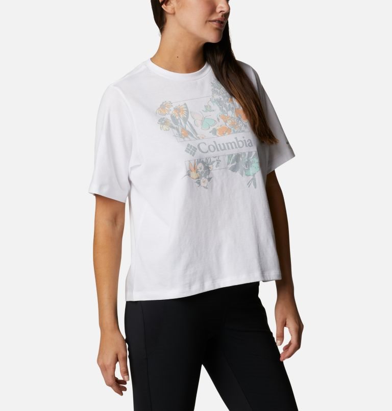 Women's Columbia North Cascades Relaxed T Shirts White | CA-Q5841