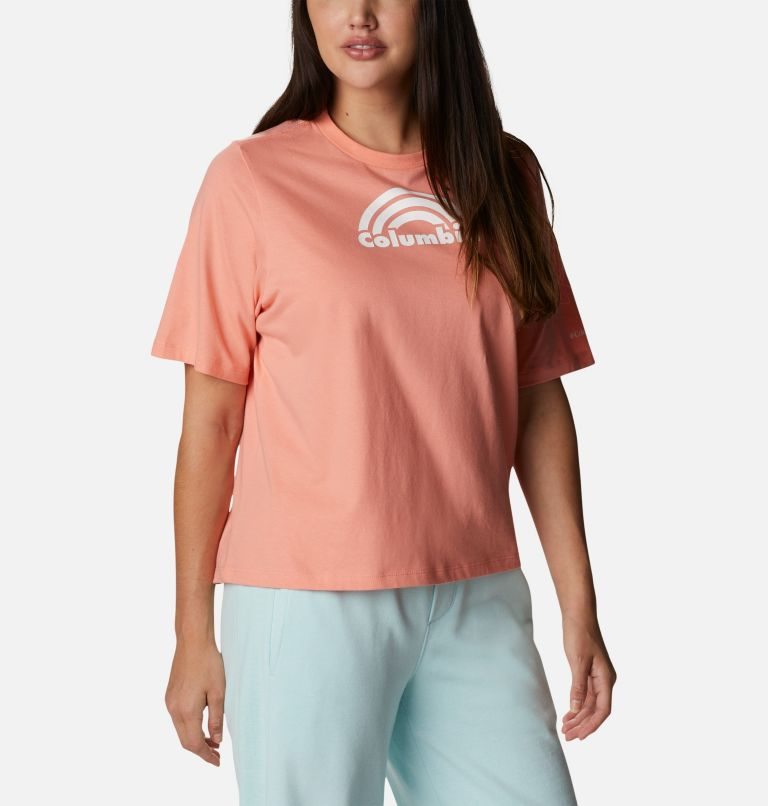 Women's Columbia North Cascades Relaxed T Shirts Coral | CA-S48C0