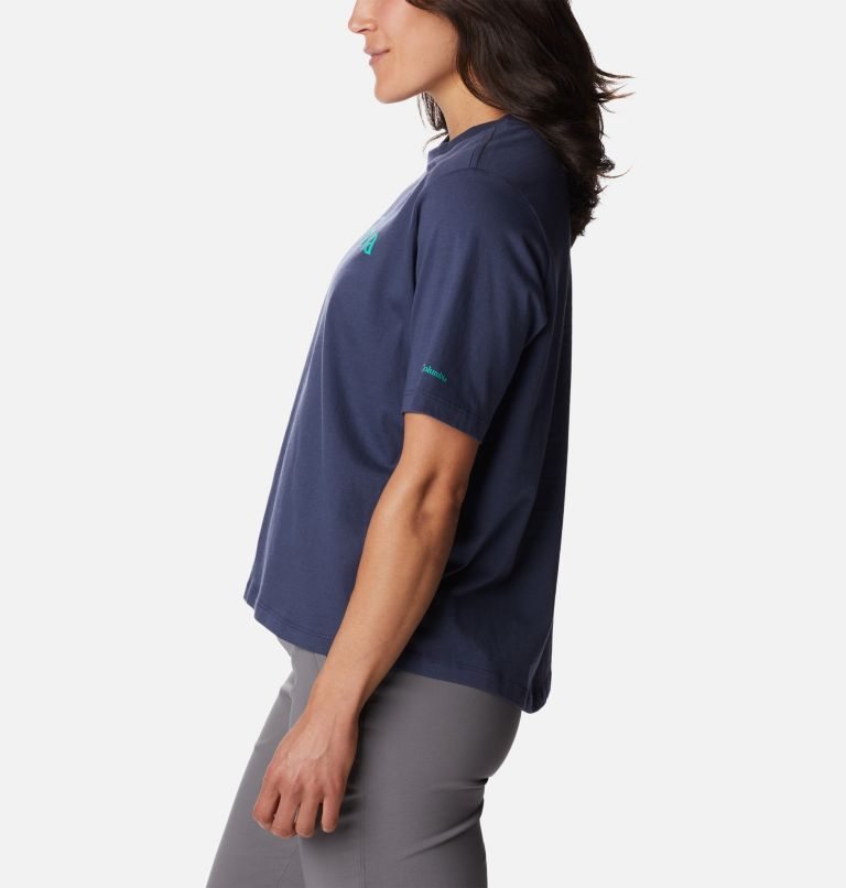 Women's Columbia North Cascades Relaxed T Shirts Navy | CA-S51CA