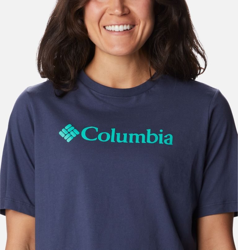 Women's Columbia North Cascades Relaxed T Shirts Navy | CA-S51CA