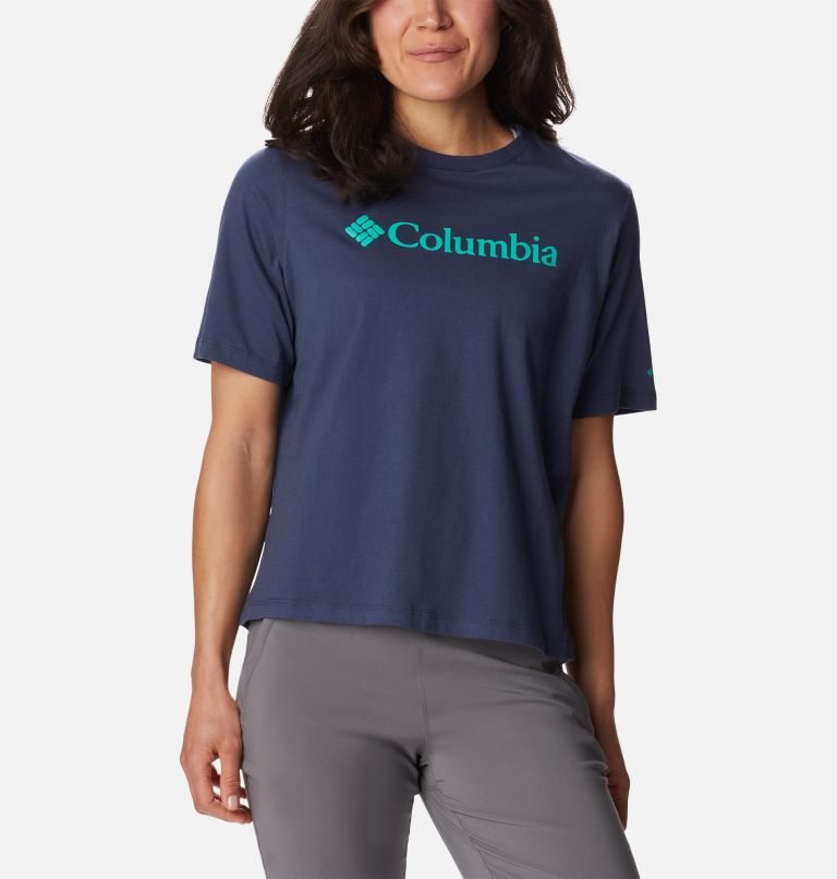 Women\'s Columbia North Cascades Relaxed T Shirts Navy | CA-S51CA