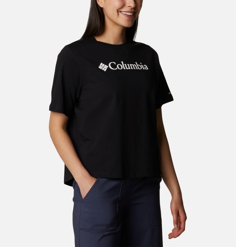 Women's Columbia North Cascades Relaxed T Shirts Black | CA-TC08A