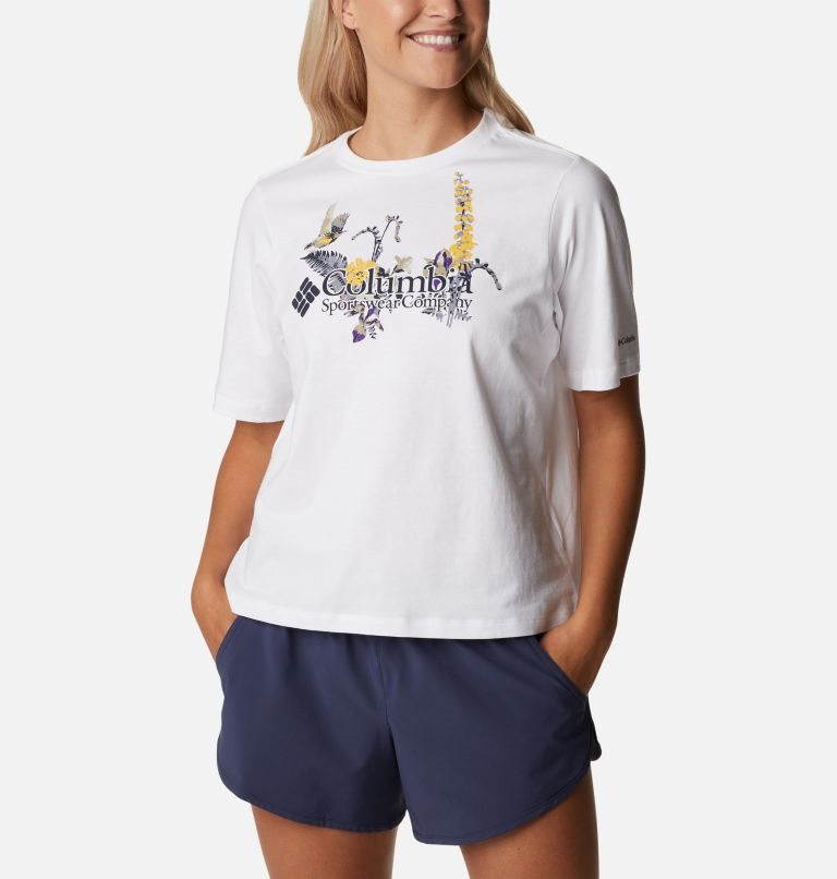 Women's Columbia North Cascades Relaxed T Shirts White | CA-U6845