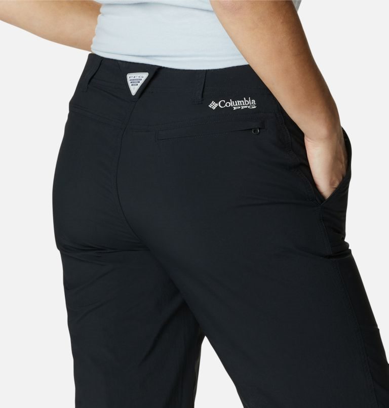 Women's Columbia PFG Aruba Roll Up Pants Black | CA-HCL03