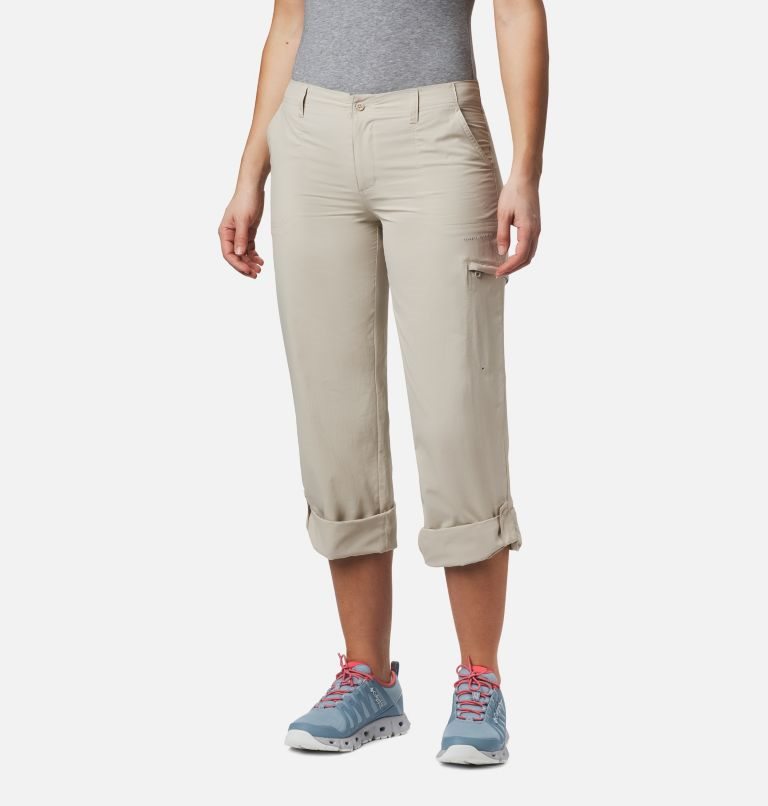 Women's Columbia PFG Aruba Roll Up Pants Khaki | CA-Z4L8A