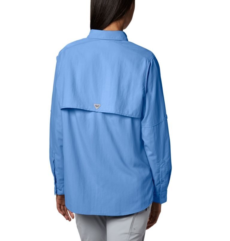 Women's Columbia PFG Bahama Long Sleeve Shirts Blue | CA-G5130