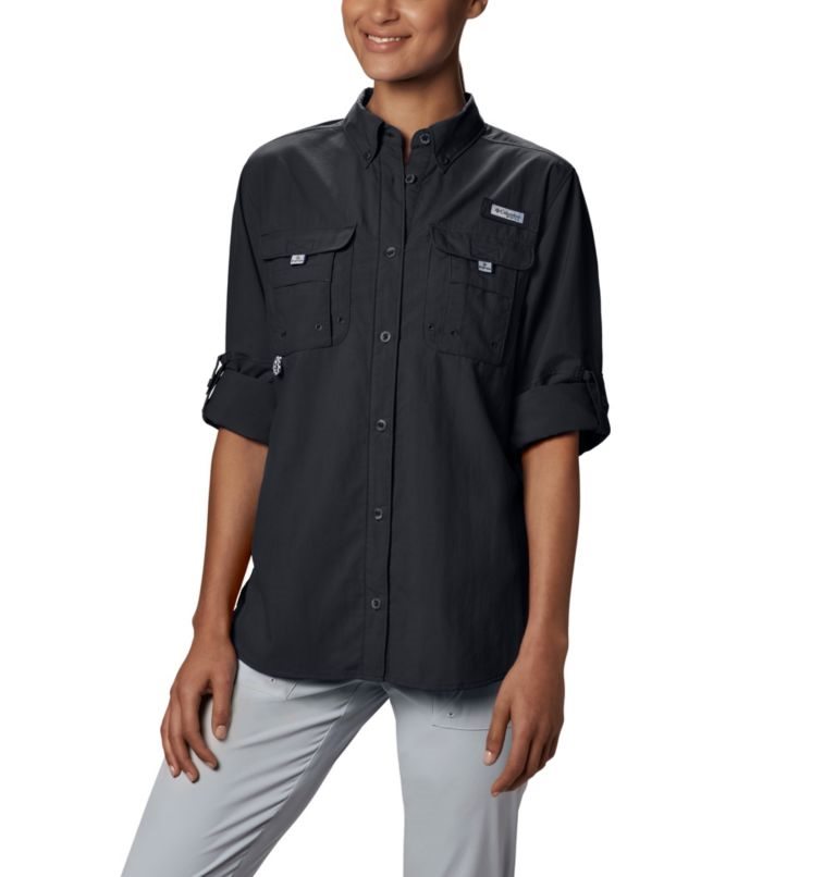 Women's Columbia PFG Bahama Long Sleeve Shirts Black | CA-O5648