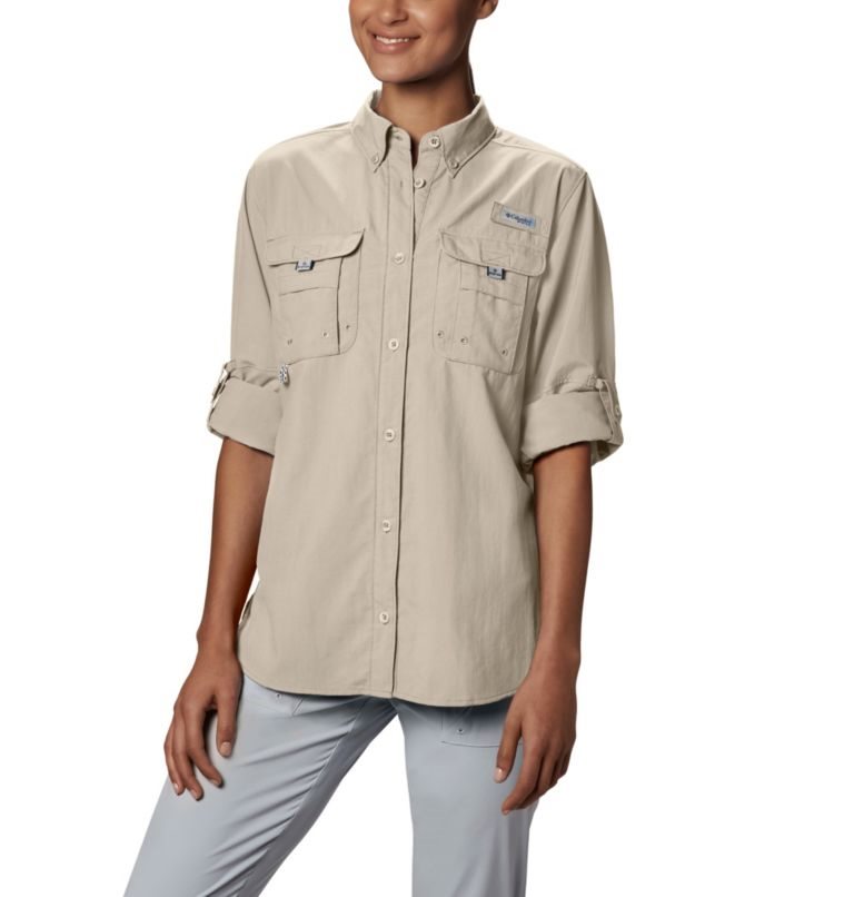 Women's Columbia PFG Bahama Long Sleeve Shirts Light Grey | CA-OC41A