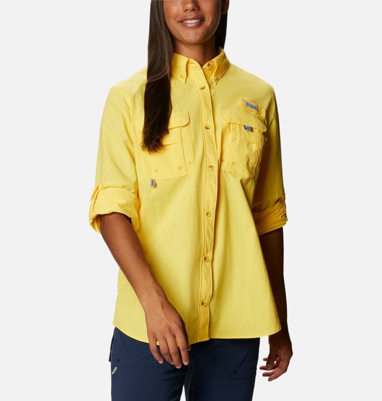 Women's Columbia PFG Bahama Long Sleeve Shirts Yellow | CA-RA658