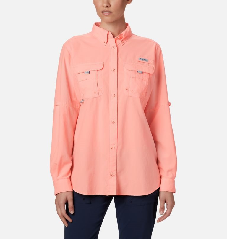 Women\'s Columbia PFG Bahama Long Sleeve Shirts Pink | CA-T4L31