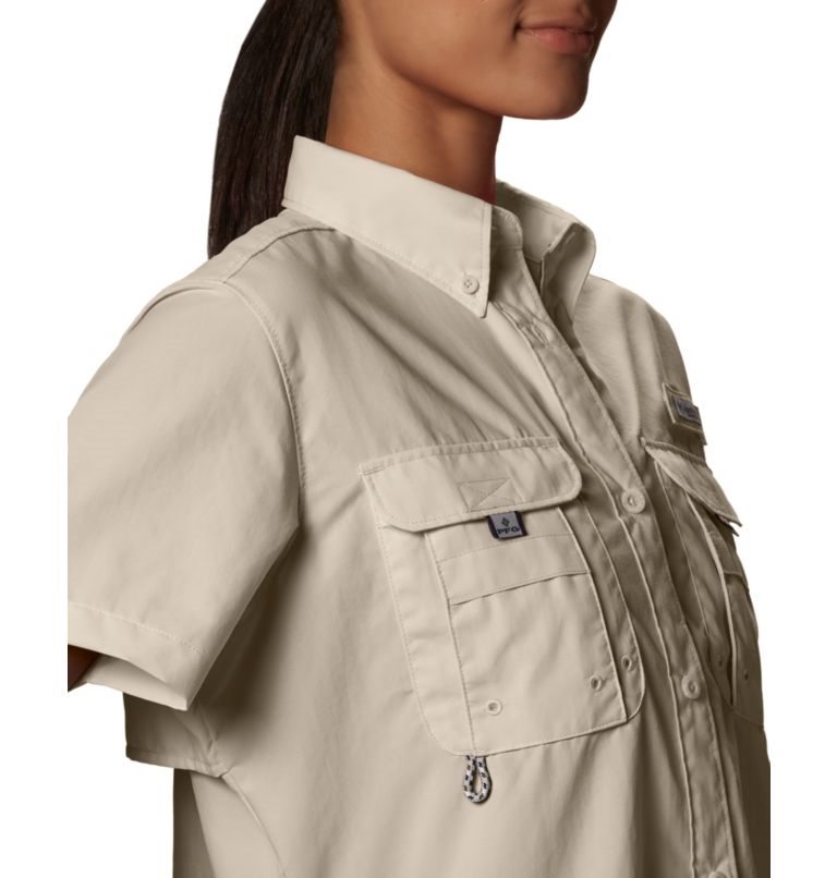 Women's Columbia PFG Bahama Short Sleeve Shirts Khaki | CA-I4L86