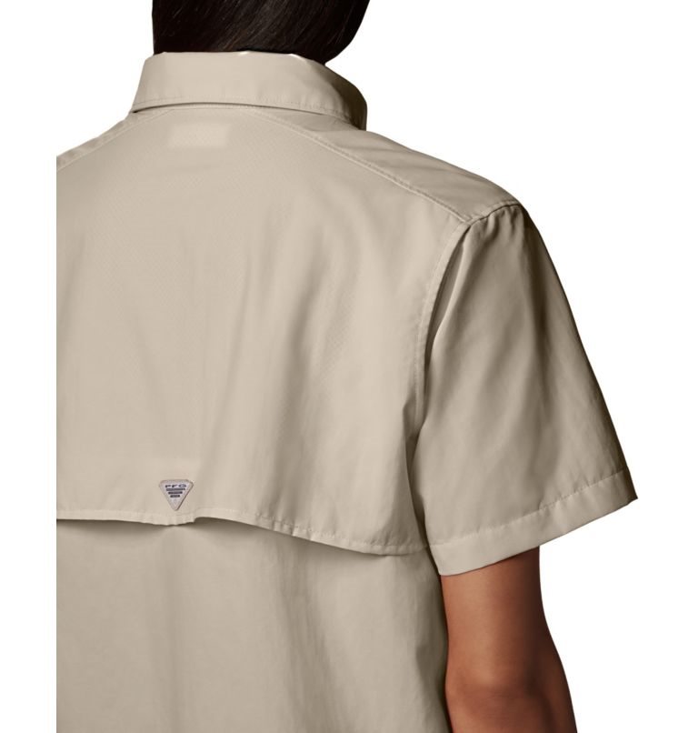 Women's Columbia PFG Bahama Short Sleeve Shirts Khaki | CA-I4L86