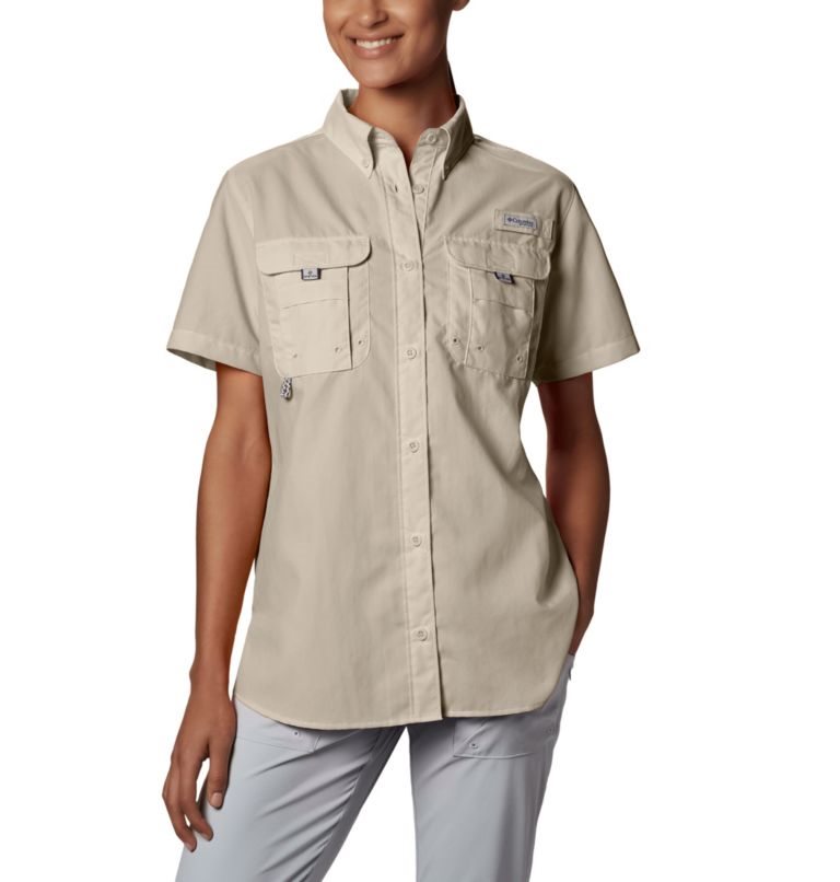 Women\'s Columbia PFG Bahama Short Sleeve Shirts Khaki | CA-I4L86