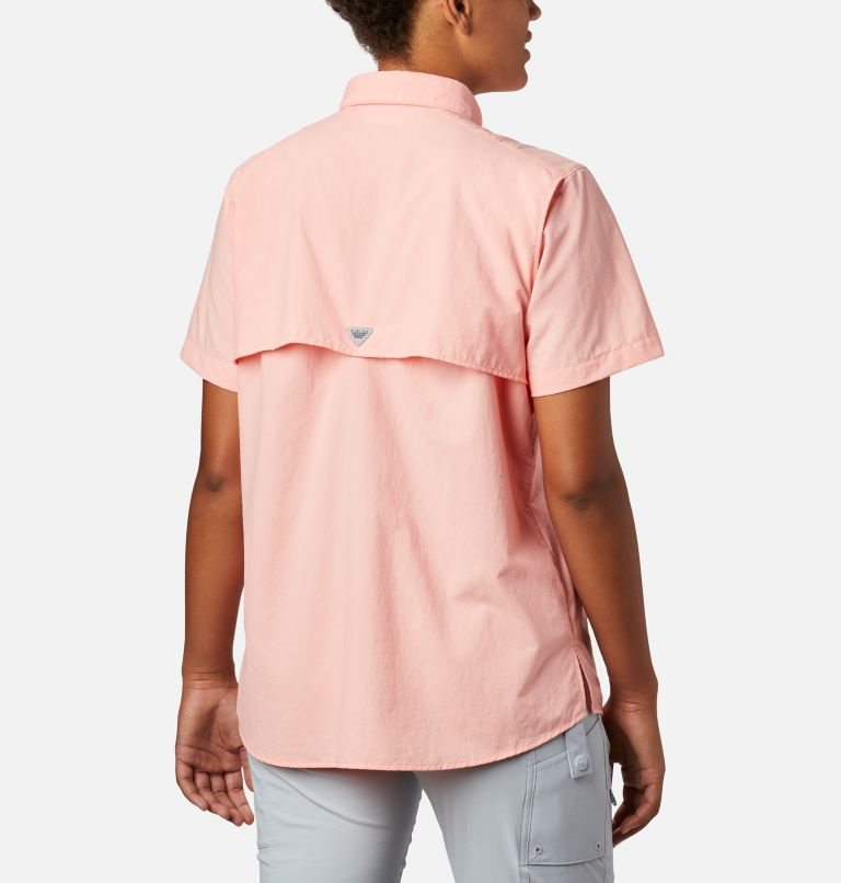 Women's Columbia PFG Bahama Short Sleeve Shirts Pink | CA-IC681