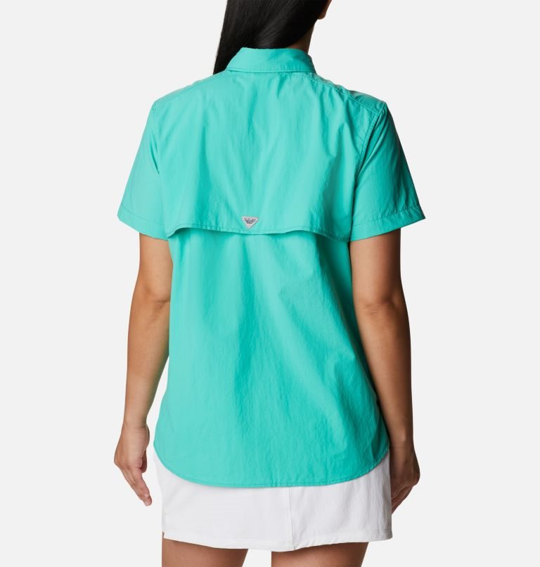 Women's Columbia PFG Bahama Short Sleeve Shirts Turquoise | CA-U8465