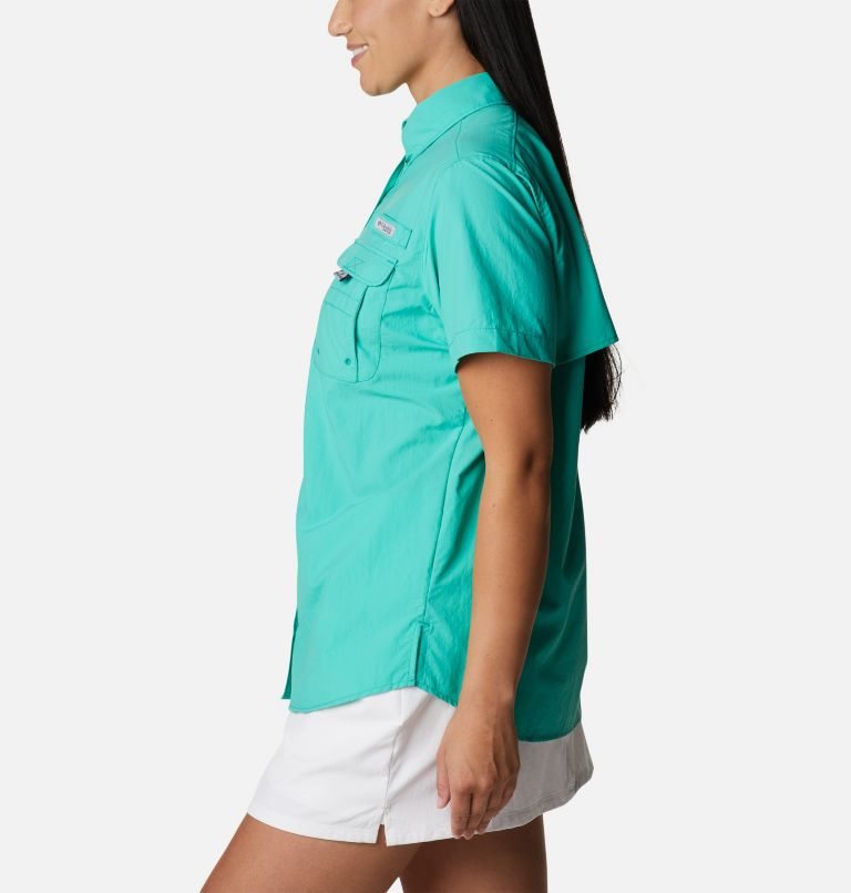 Women's Columbia PFG Bahama Short Sleeve Shirts Turquoise | CA-U8465